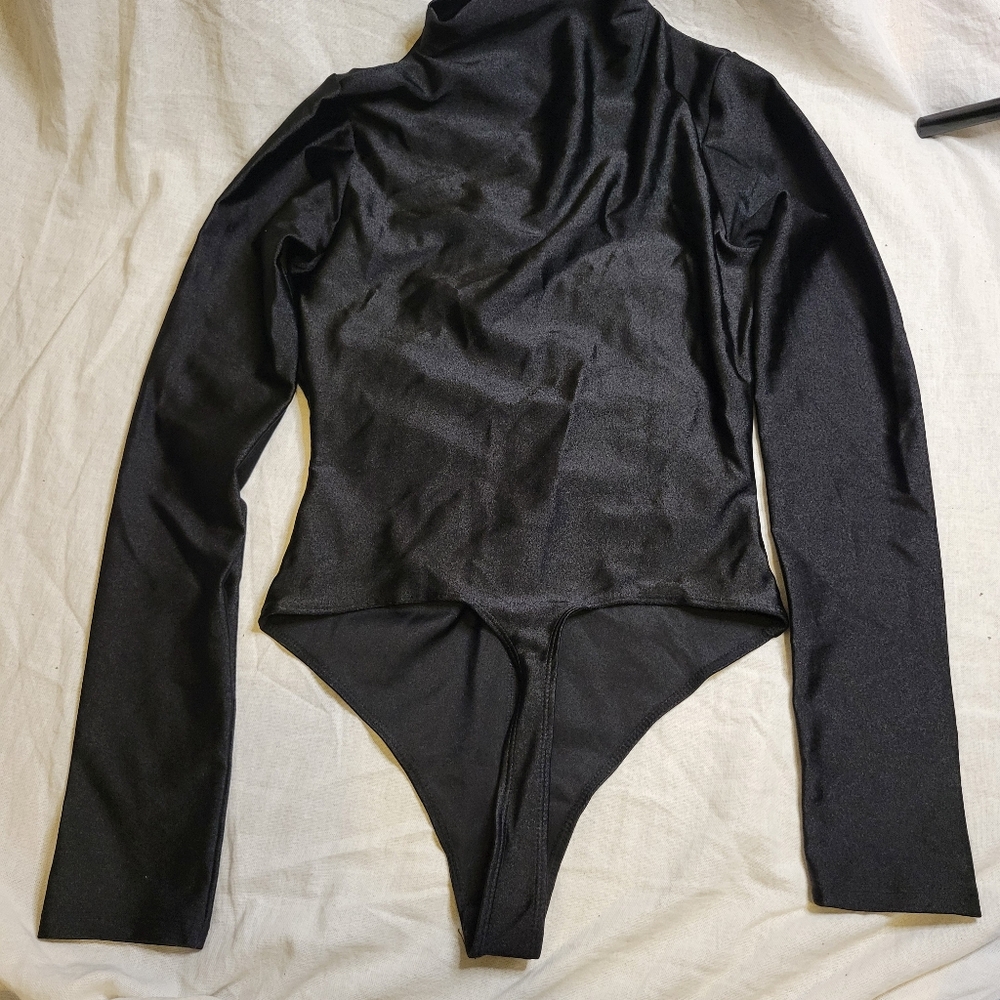 GOOD AMERICAN high neckline compression bodysuit black